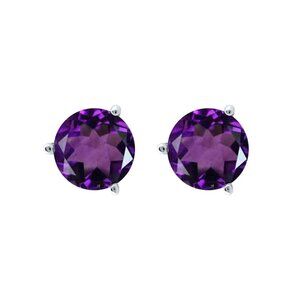6mm Lab Created Gemston Gold Plated 925 Silver Martini Stud Earrings for Women,